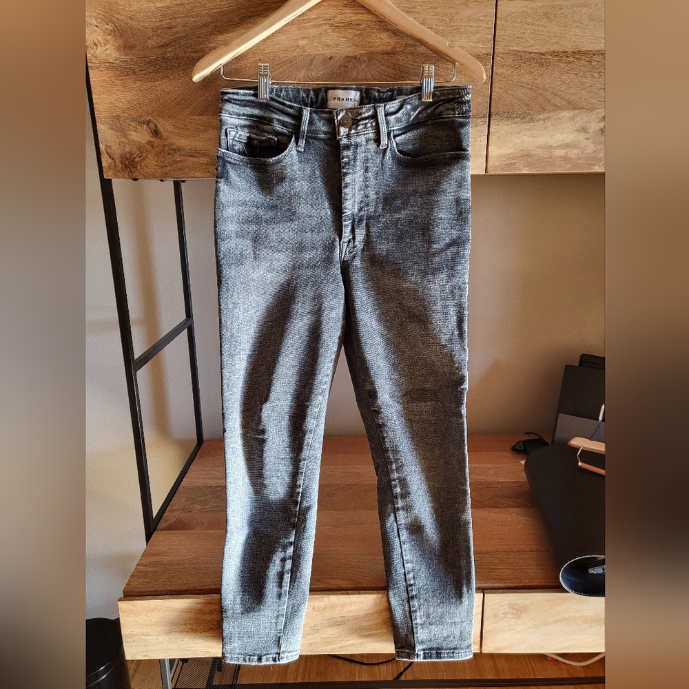 Frame Denim Le-One Skinny High-rise Jeans, Off-black